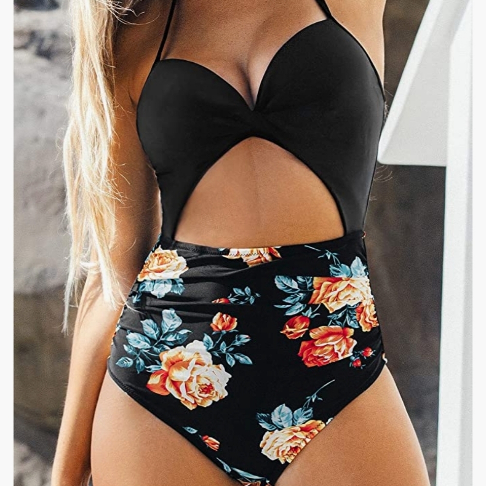 Women's Floral Cutout Cupshe Bathingsuit